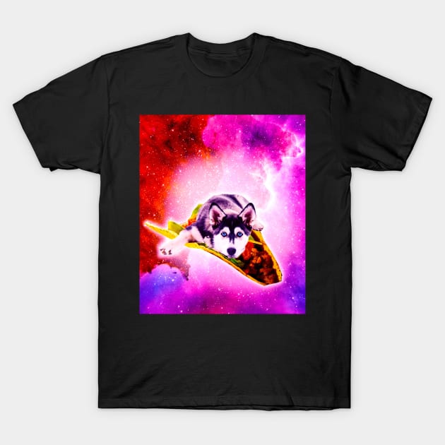 Outer Space Galaxy Dog Riding Taco T-Shirt by Random Galaxy